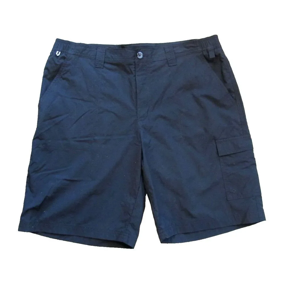 Columbia PFG Flat Front‎ Casual Black Nylon Shorts Men's Size 38 10